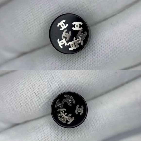 Authentic Chanel Black Stud Earrings - Picture 4 of 6